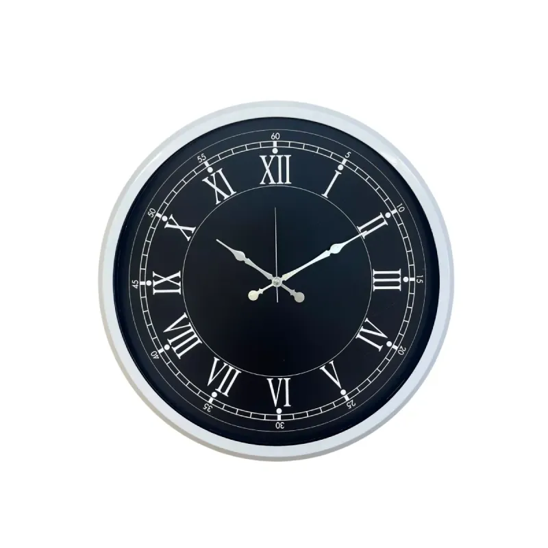 Roma Rakamlı Beyaz Metal Duvar Saati 52 cm · Model 5251W