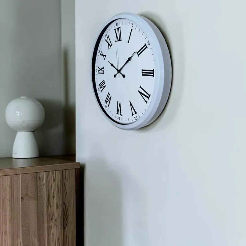 Beyaz Metal Duvar Saati 52 cm · Model 5254W
