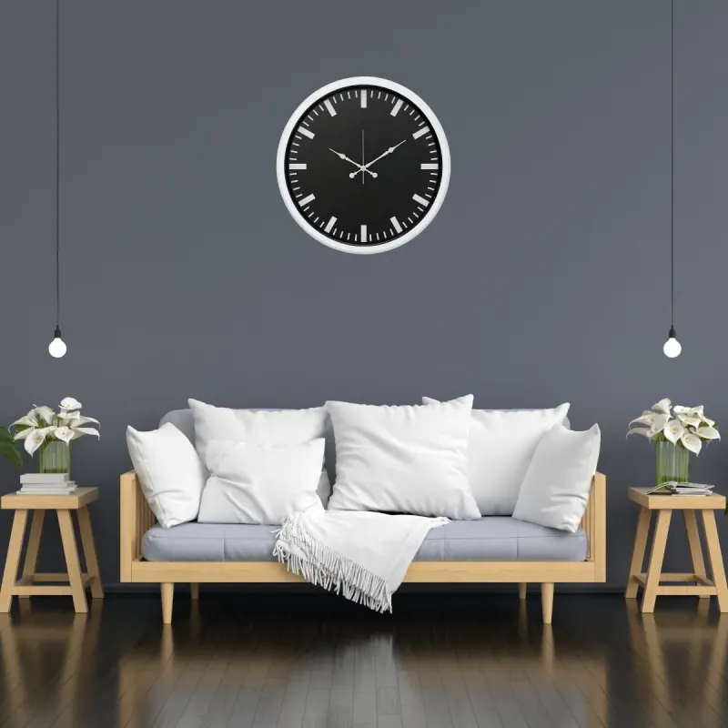 Beyaz Metal Duvar Saati 52 cm · Model 5287W