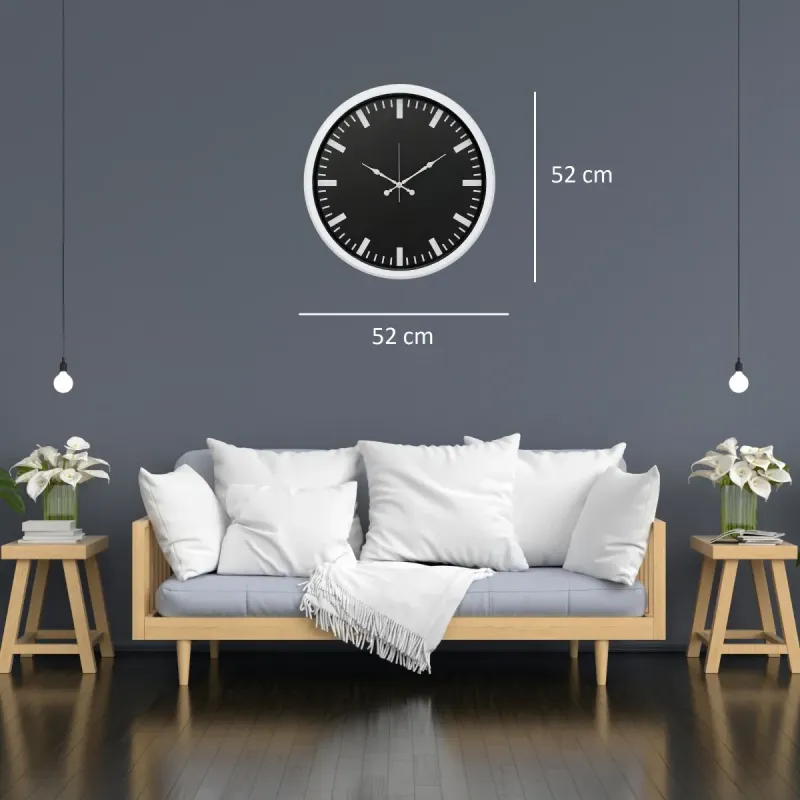 Beyaz Metal Duvar Saati 52 cm · Model 5287W