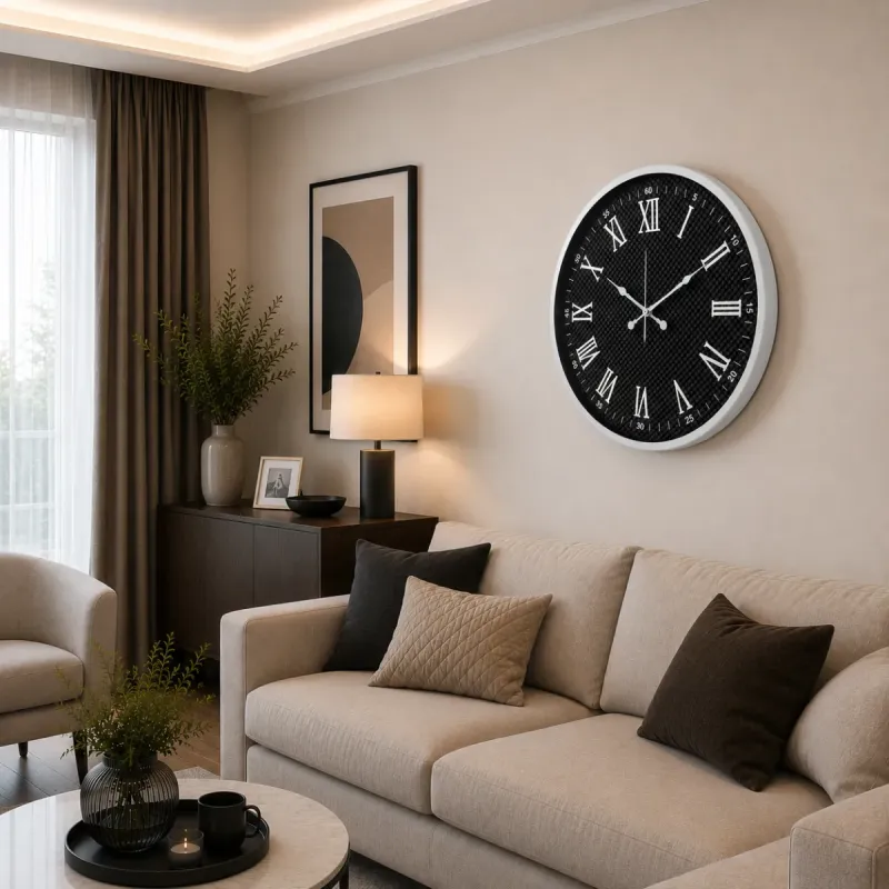 Beyaz Metal Duvar Saati 52 cm · Model 5290W