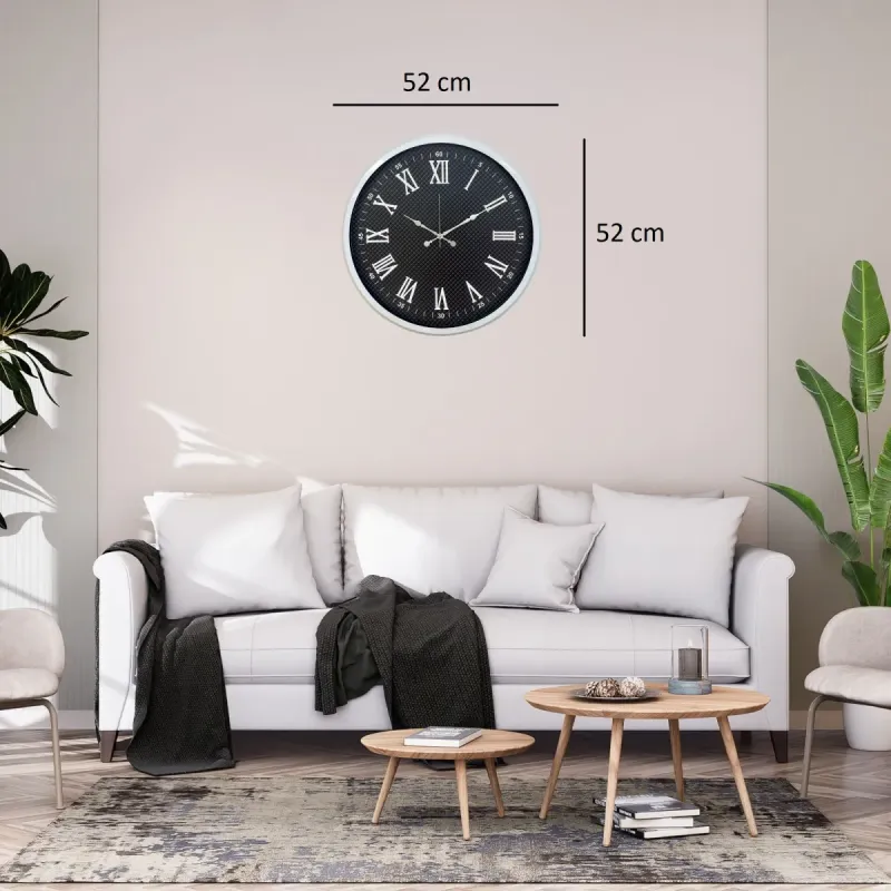 Beyaz Metal Duvar Saati 52 cm · Model 5290W