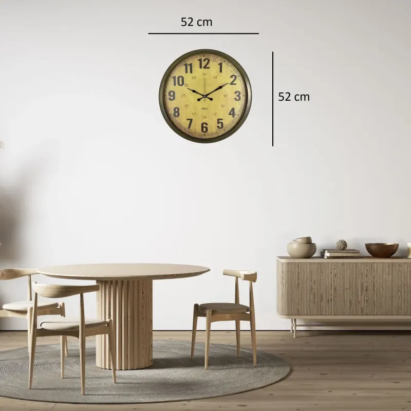 Retro Görünümlü Eskitme Metal Duvar Saati 52 cm · Model 5213E