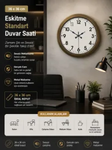 Eskitme Metal Duvar Saati 36 cm · Model 3601E