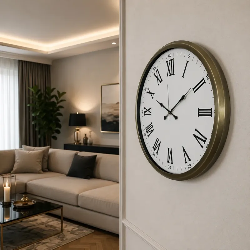 Roma Rakamlı Retro Görünümlü Eskitme Metal Duvar Saati 52 cm · Model 5254E