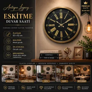 Eskitme Metal Duvar Saati 52 cm · Model 5258E