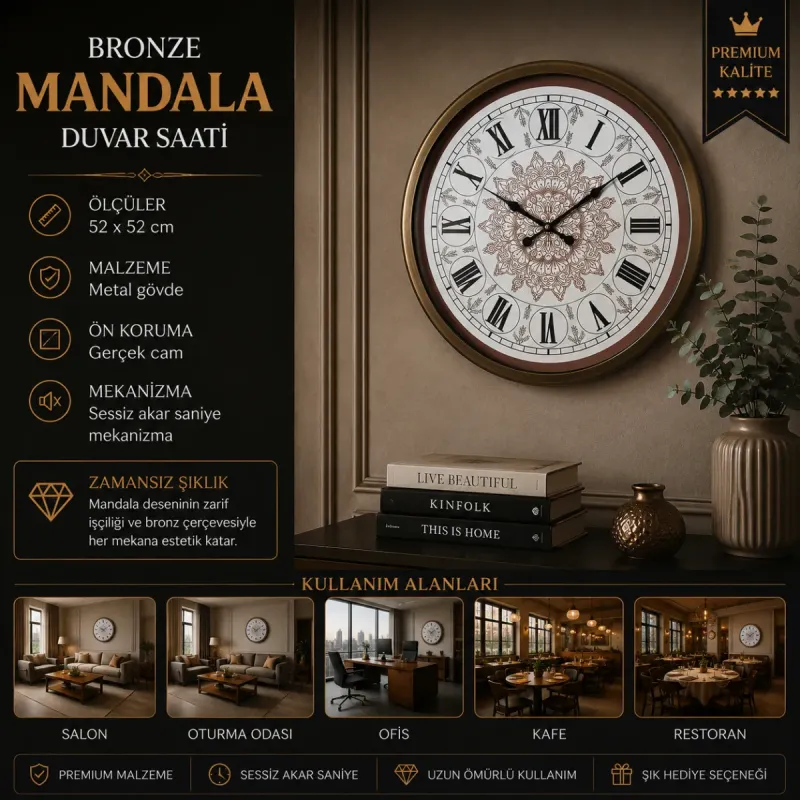 Eskitme Metal Duvar Saati 52 cm · Model 5267E
