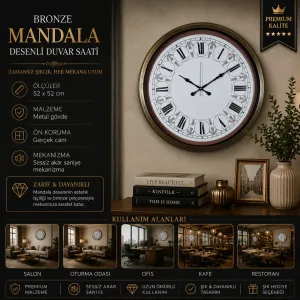 Desenli Eskitme Metal Duvar Saati 52 cm · Model 5268E