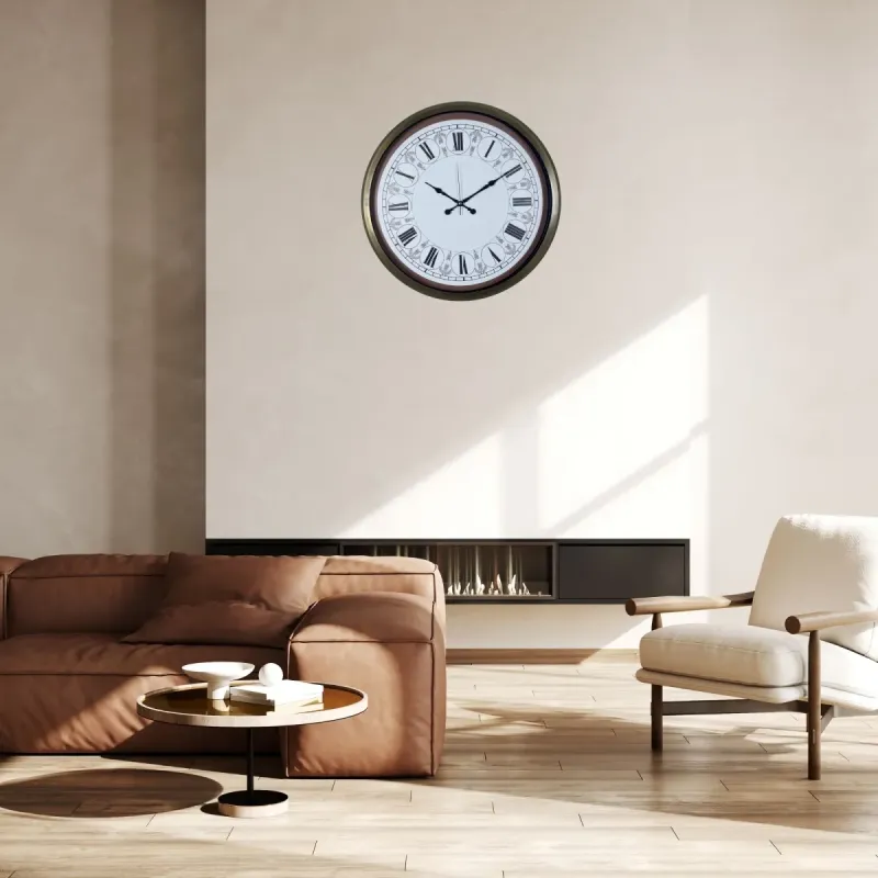 Desenli Eskitme Metal Duvar Saati 52 cm · Model 5268E