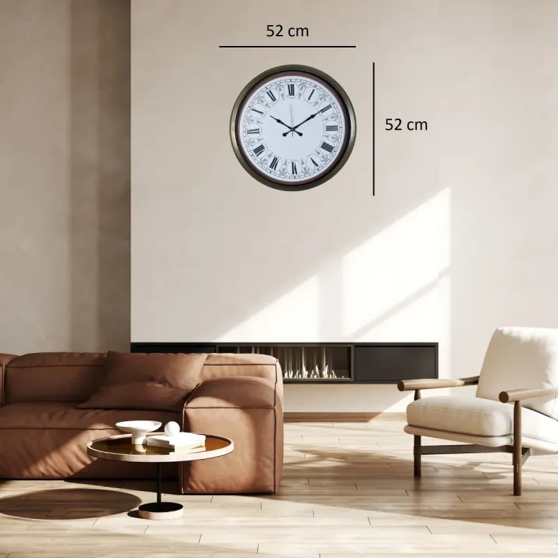Desenli Eskitme Metal Duvar Saati 52 cm · Model 5268E