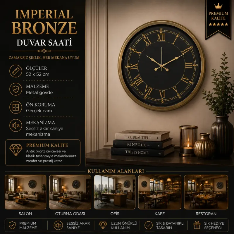 Eskitme Metal Duvar Saati 52 cm · Model 5272E