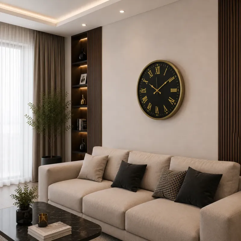 Roma Rakamlı Eskitme Metal Duvar Saati 52 cm · Model 5273E