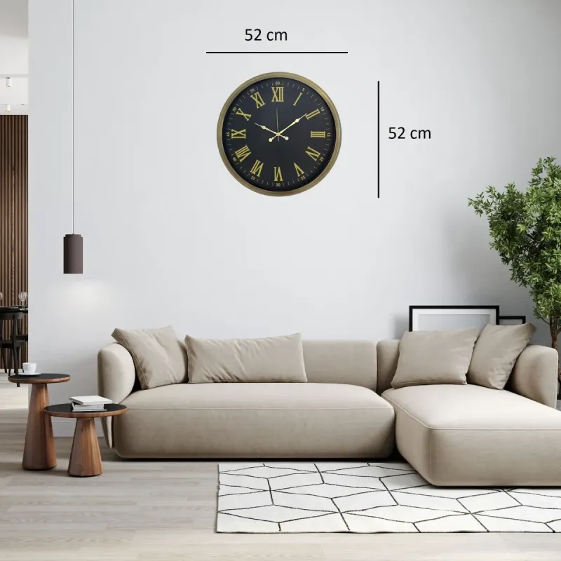 Roma Rakamlı Eskitme Metal Duvar Saati 52 cm · Model 5273E