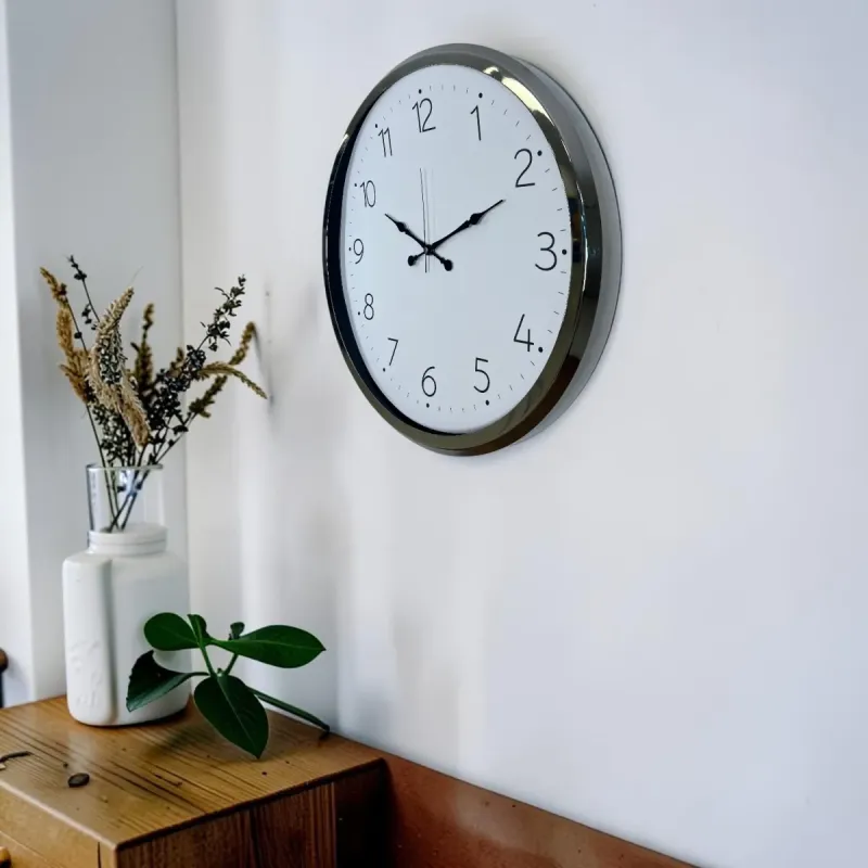 Krom Metal Duvar Saati 52 cm · Model 5204K