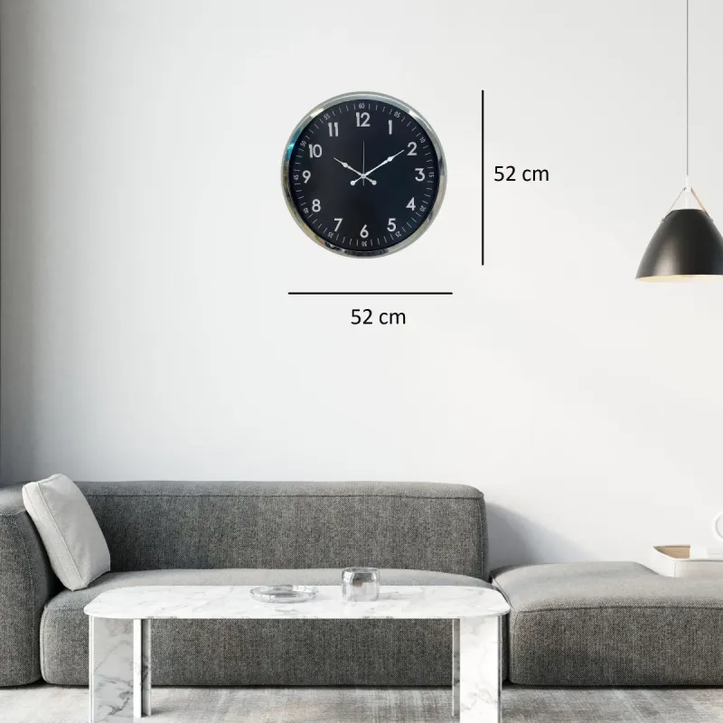 Krom Metal Duvar Saati 52 cm · Model 5207K