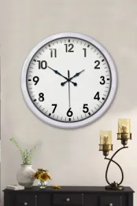 Beyaz Metal Duvar Saati 52 cm · Model 5201W