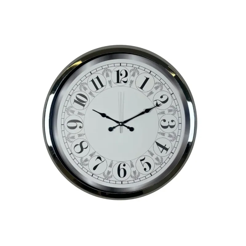 Desenli Krom Metal Duvar Saati 52 cm · Model 5220K