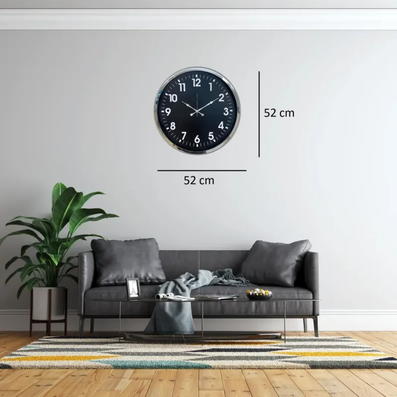 Krom Metal Duvar Saati 52 cm · Model 5231K