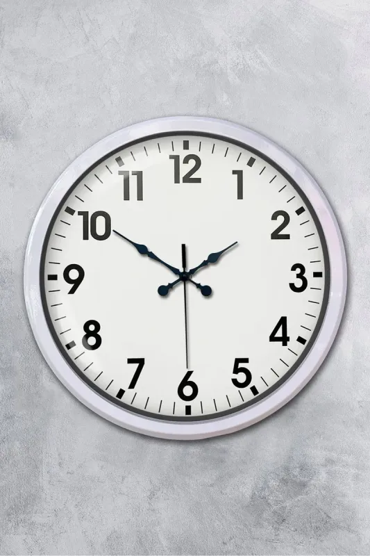Beyaz Metal Duvar Saati 52 cm · Model 5201W