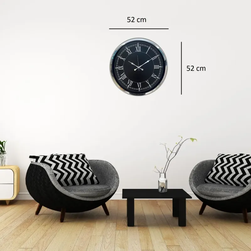 Krom Metal Duvar Saati 52 cm · Model 5251K