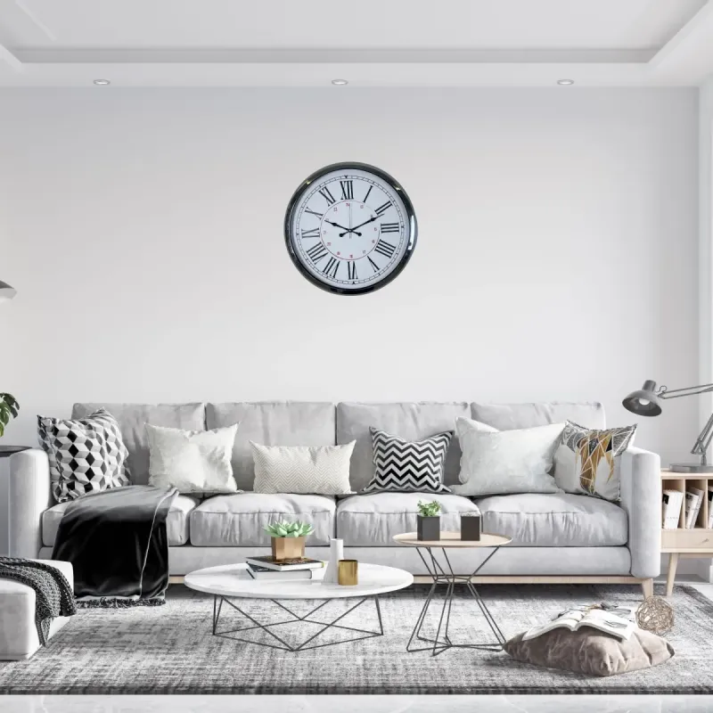 Roma Rakamlı Krom Metal Duvar Saati 52 cm · Model 5252K