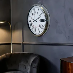Roma Rakamlı Krom Metal Duvar Saati 52 cm · Model 5252K