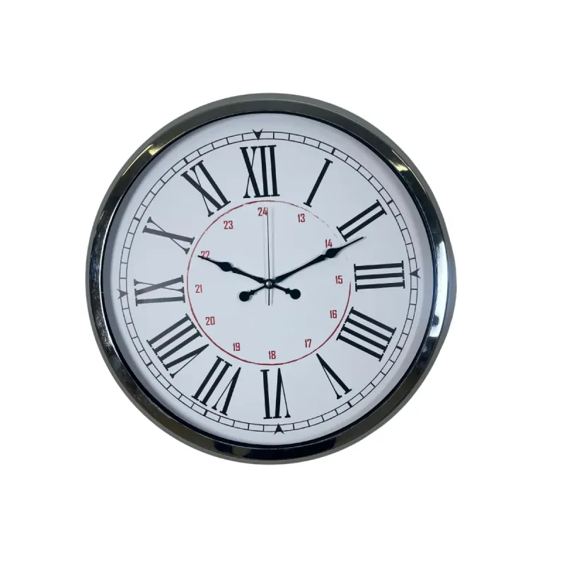 Roma Rakamlı Krom Metal Duvar Saati 52 cm · Model 5252K