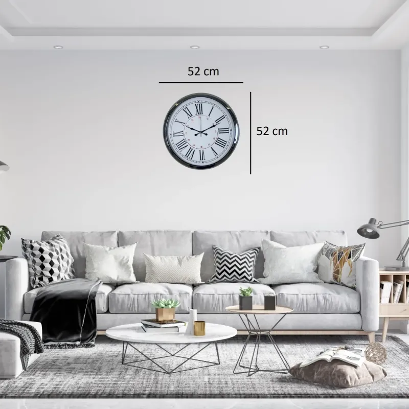 Roma Rakamlı Krom Metal Duvar Saati 52 cm · Model 5252K