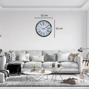 Roma Rakamlı Krom Metal Duvar Saati 52 cm · Model 5252K