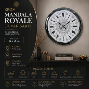 Krom Metal Duvar Saati 52 cm · Model 5262K