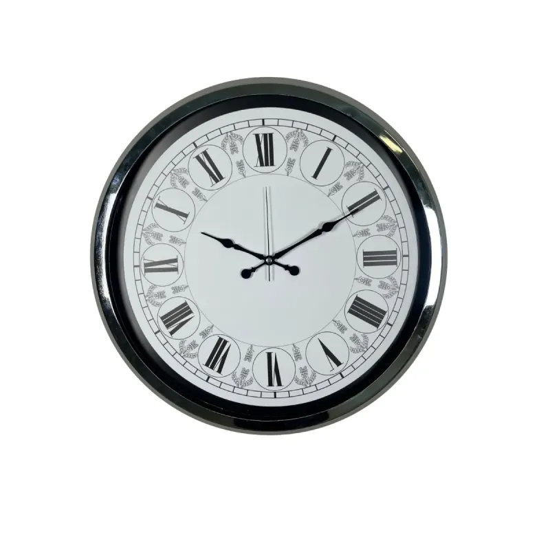 Krom Metal Duvar Saati 52 cm · Model 5264K