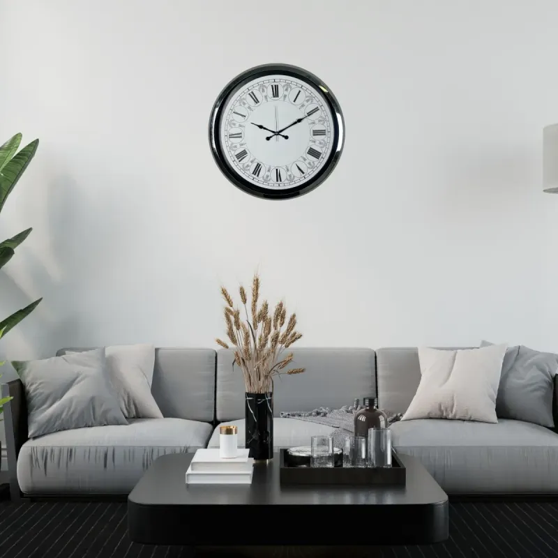 Desenli Krom Metal Duvar Saati 52 cm · Model 5270K