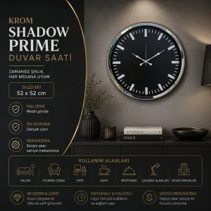 Krom Metal Duvar Saati 52 cm · Model 5287K
