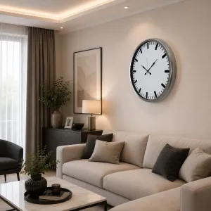 Desenli Krom Metal Duvar Saati 52 cm · Model 5289K