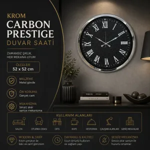 Krom Metal Duvar Saati 52 cm · Model 5290K