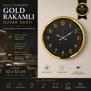 Gold Metal Duvar Saati 52 cm · Model 5206G