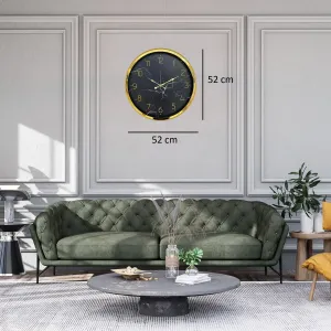 Desenli Gold Metal Duvar Saati 52 cm · Model 5211G