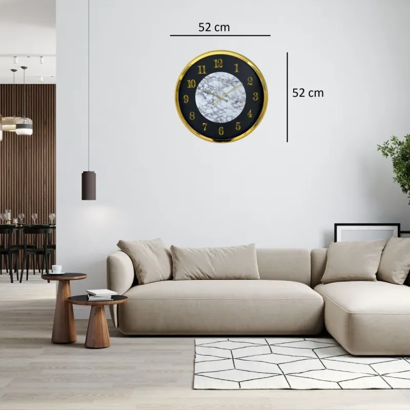 Desenli Gold Metal Duvar Saati 52 cm · Model 5222G