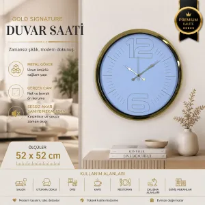 Gold Metal Duvar Saati 52 cm · Model 5248G