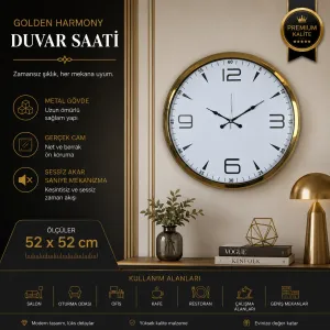 Gold Metal Duvar Saati 52 cm · Model 5250G
