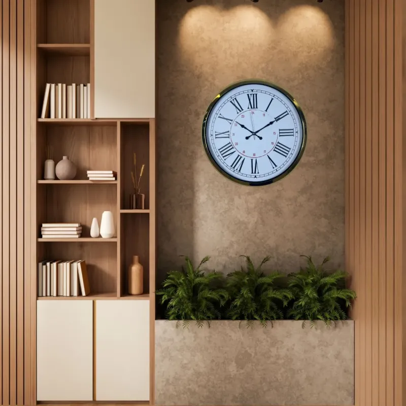 Roma Rakamlı Göstergeli Gold Metal Duvar Saati 52 cm · Model 5252G
