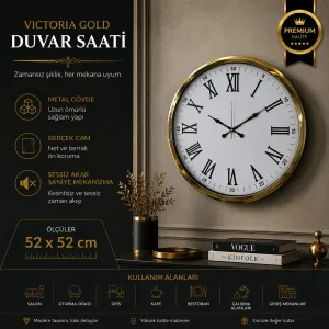 Gold Metal Duvar Saati 52 cm · Model 5254G