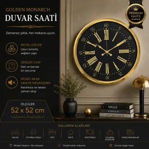 Gold Metal Duvar Saati 52 cm · Model 10136