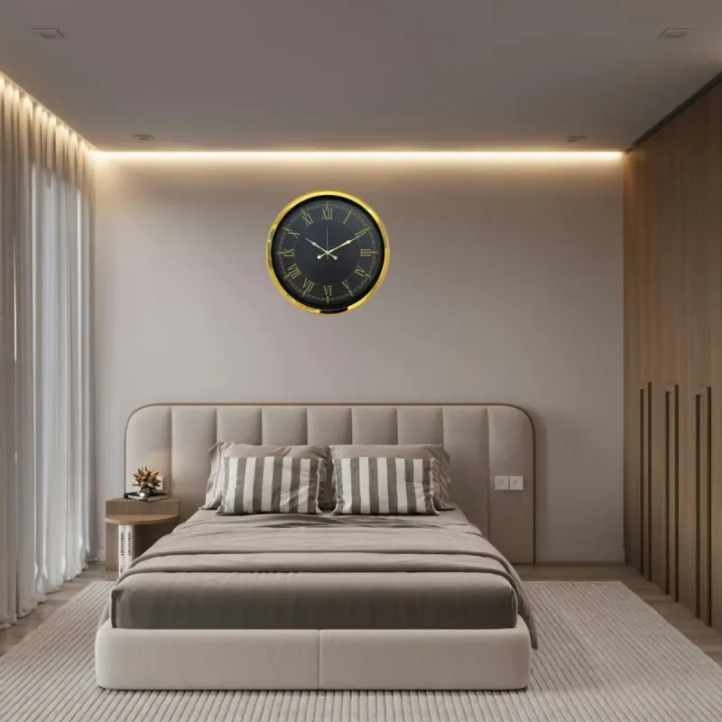 Roma Rakamlı Gold Metal Duvar Saati 52 cm · Model 5272G