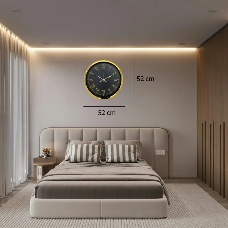 Roma Rakamlı Gold Metal Duvar Saati 52 cm · Model 5272G