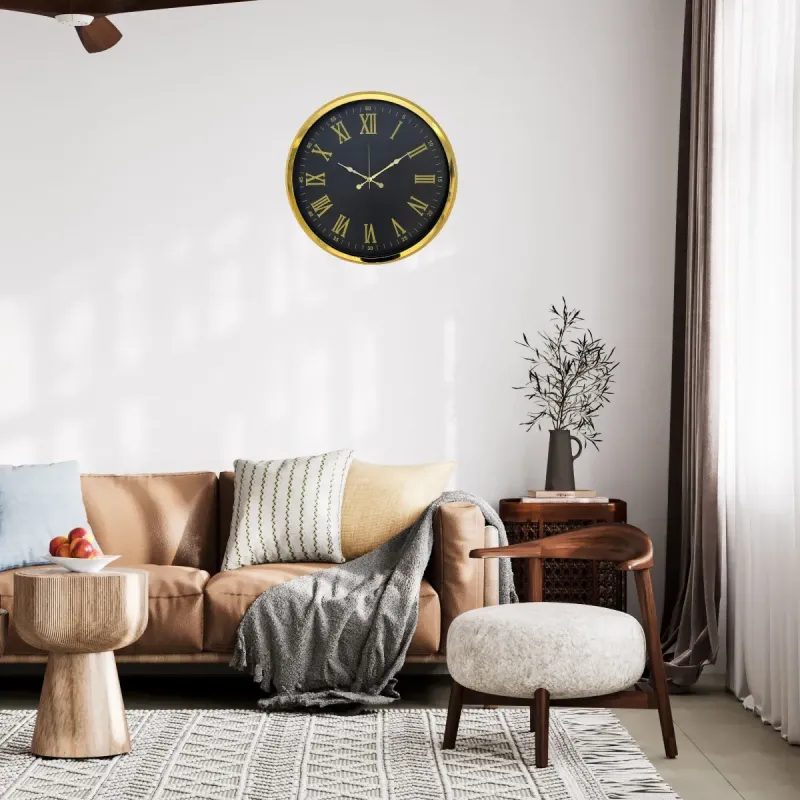 Roma Rakamlı Gold Metal Duvar Saati 52 cm · Model 5273G