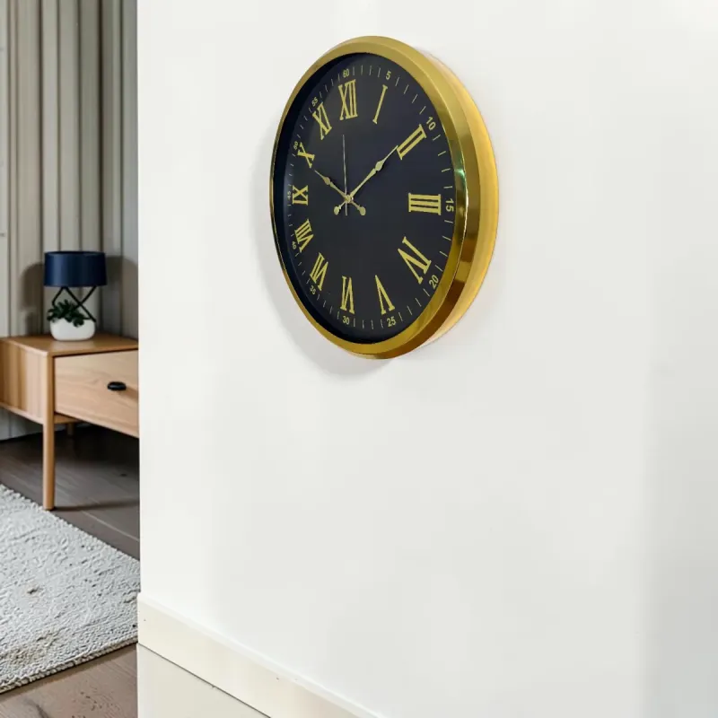 Roma Rakamlı Gold Metal Duvar Saati 52 cm · Model 5273G