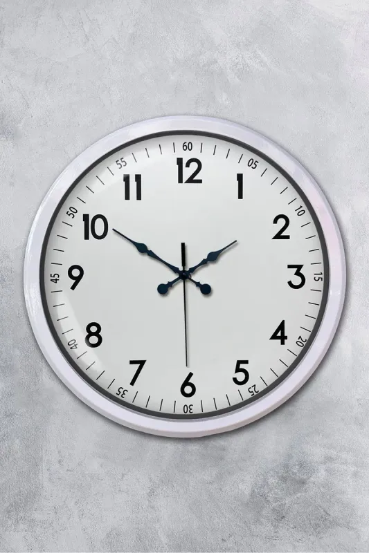 Beyaz Metal Duvar Saati 52 cm · Model 5205W