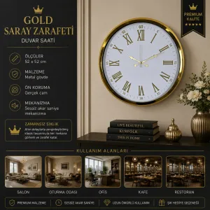 Gold Metal Duvar Saati 52 cm · Model 5275G