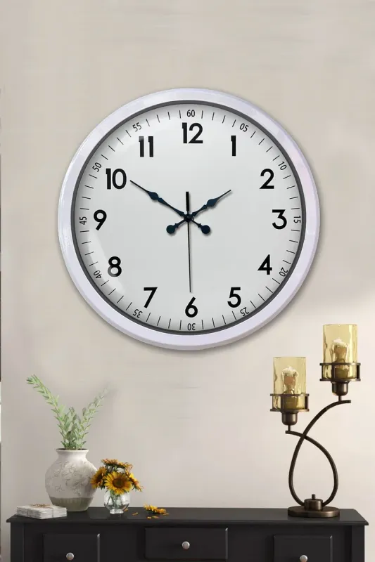 Beyaz Metal Duvar Saati 52 cm · Model 5205W